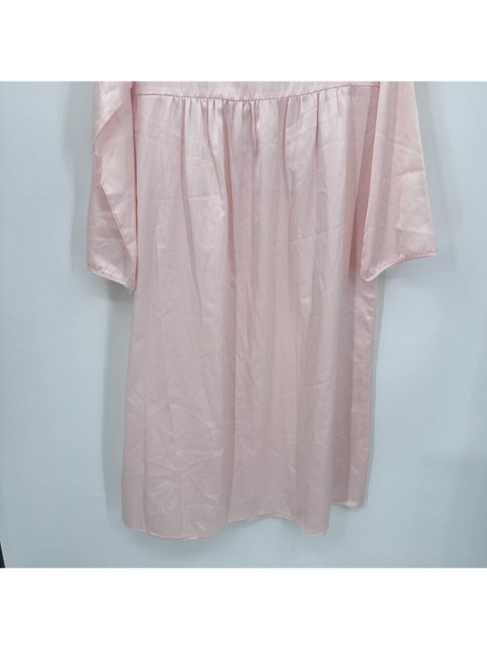 vintage EVE STILLMAN satin pink robe housedress LARGE cottagecore lounge lace - Picture 8 of 11
